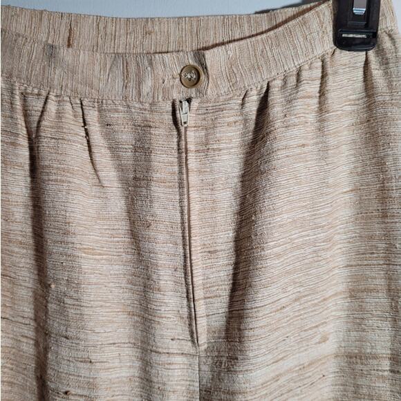 Vntg 80s ivory taupe gold textured midi skirt 6 modest old money quietlux career - Picture 8 of 8